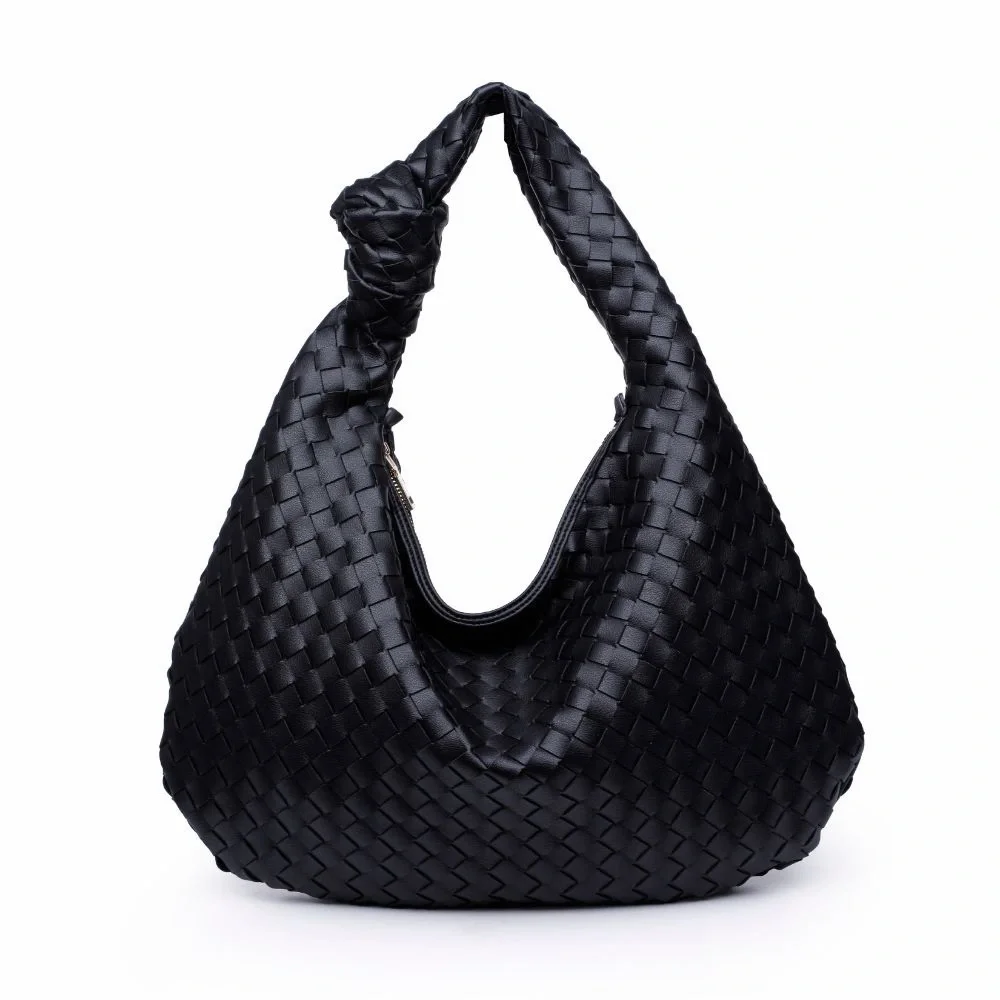 LAST ONE NWT Urban Expressions ‘Vanessa’ Woven Vegan Leather Knot Hobo in Black